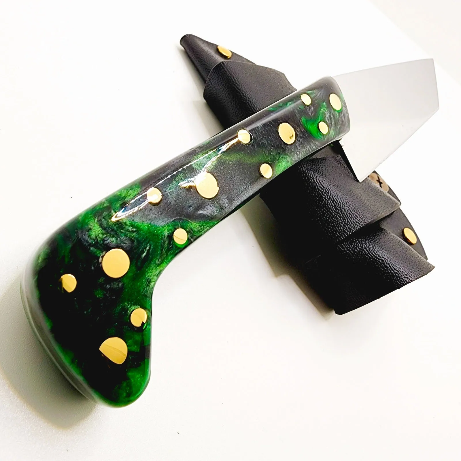 Tanto Zombie Knife Green Black Marbled Handle Made In USA