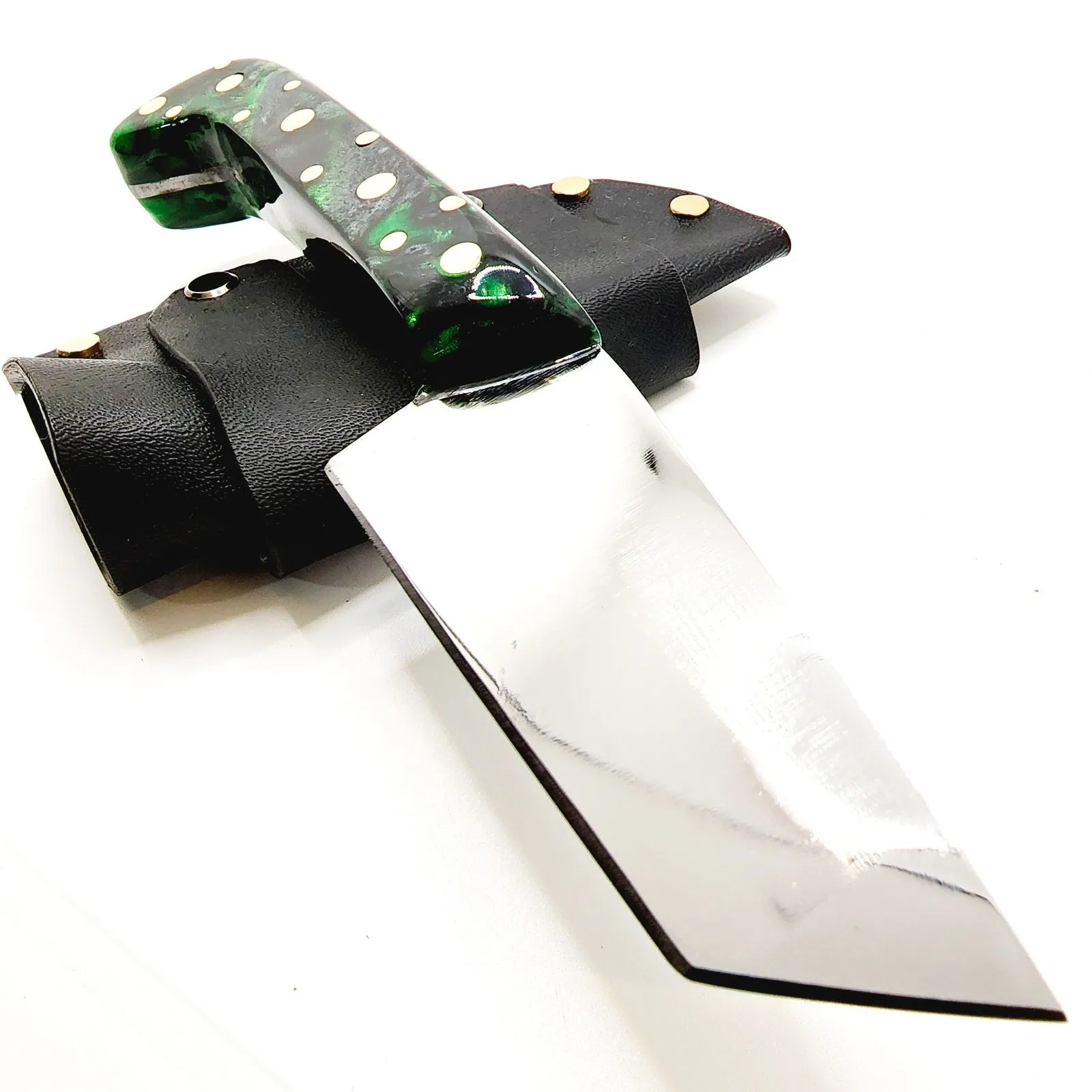 Tanto Zombie Knife Green Black Marbled Handle Made In USA