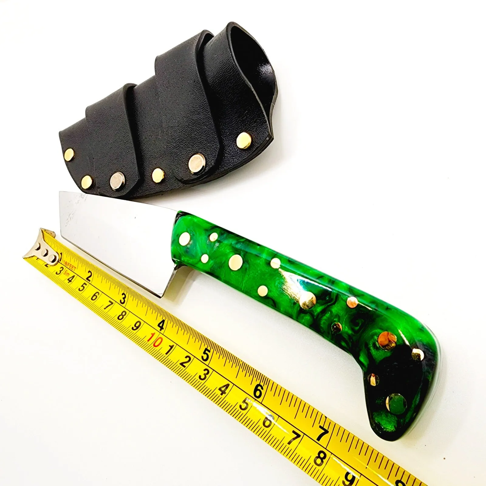 Tanto Zombie Knife Green Black Marbled Handle Made In USA