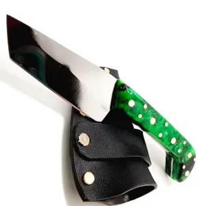 Tanto Zombie Knife Green Black Marbled Handle Made In USA