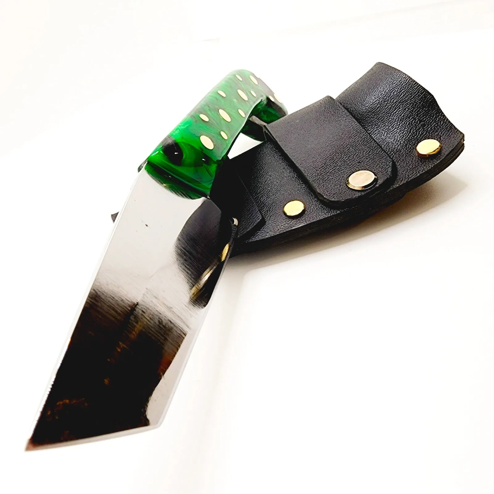 Tanto Zombie Knife Green Black Marbled Handle Made In USA