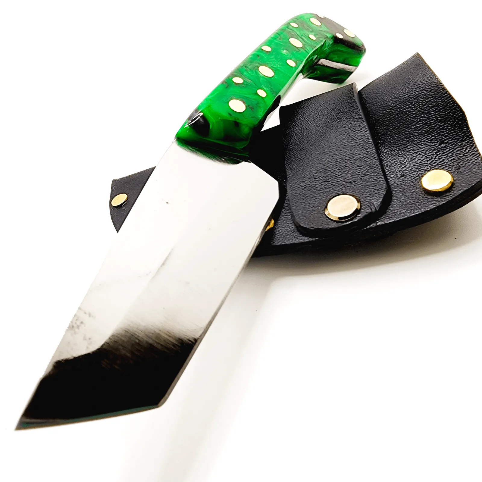 Tanto Zombie Knife Green Black Marbled Handle Made In USA