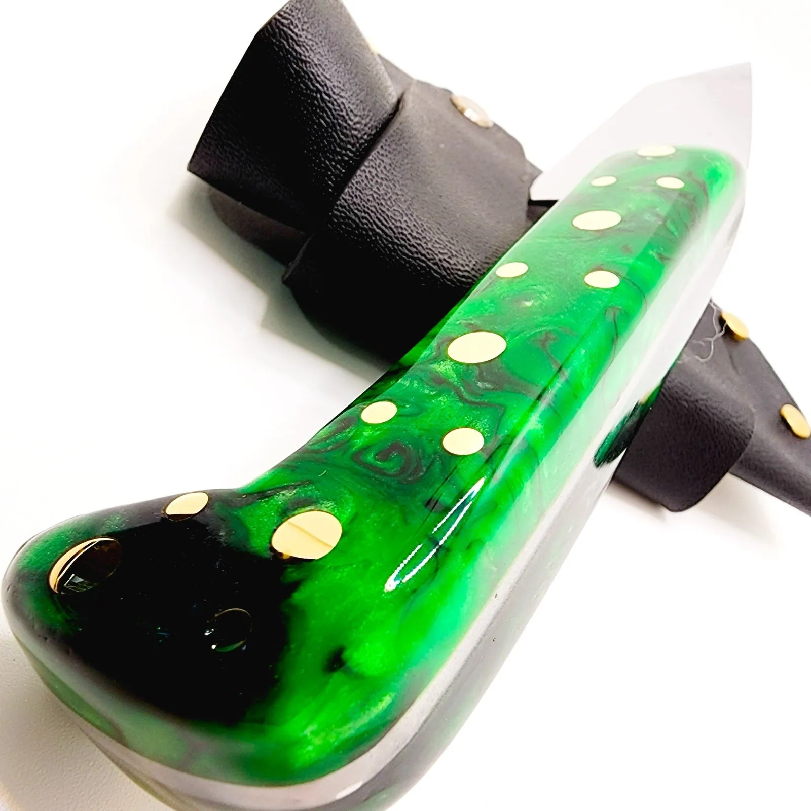 Tanto Zombie Knife Green Black Marbled Handle Made In USA