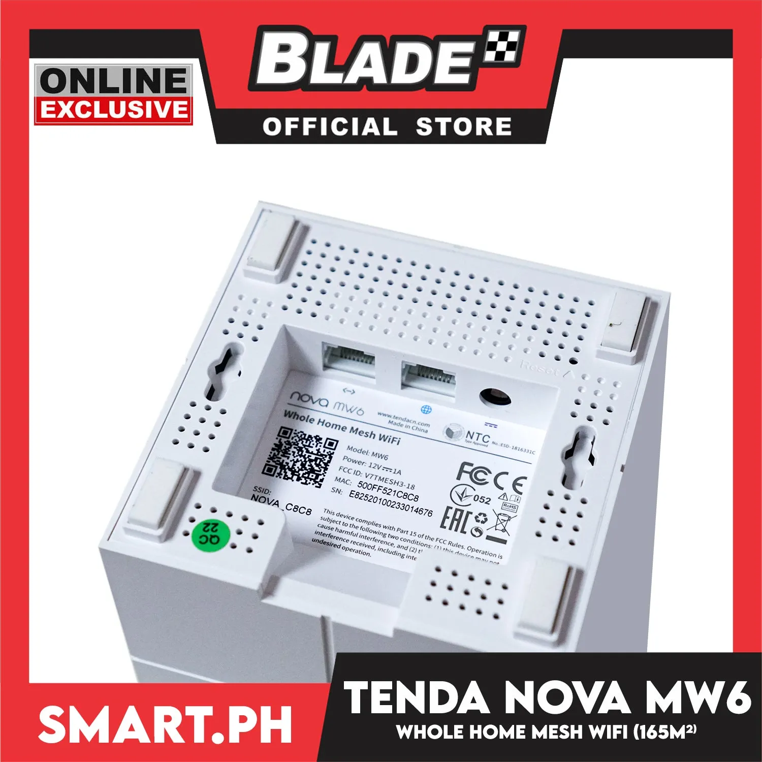 Tenda Nova MW6 Whole Home Mesh Wifi System (White) Covers 165 Square Meter, Wireless WiFi, Router And Repeater