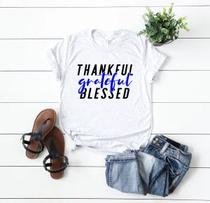 Thankful Grateful Blessed Unisex Top (White Fleck   TBL)