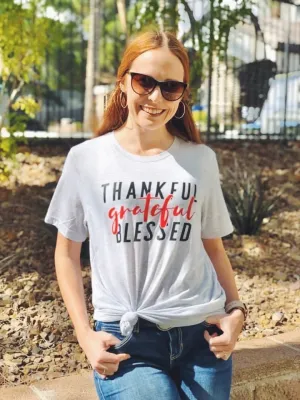 Thankful Grateful Blessed Unisex Top (White Fleck TRL)