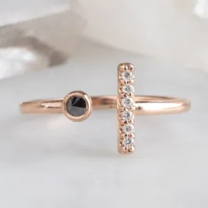 The Black   White Diamond Linea Ring | 14K Rose Gold