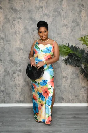 The “Floral Sensations” Teal Maxi Dress