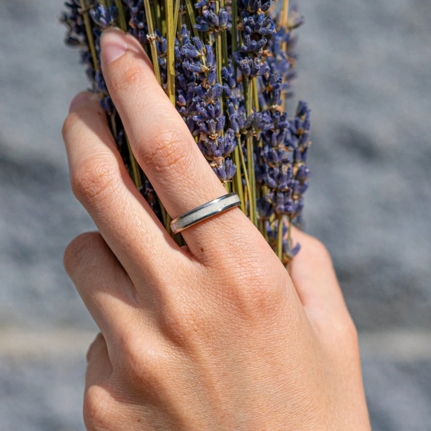 The Huntress | Women's Titanium Ring with Elk Antler
