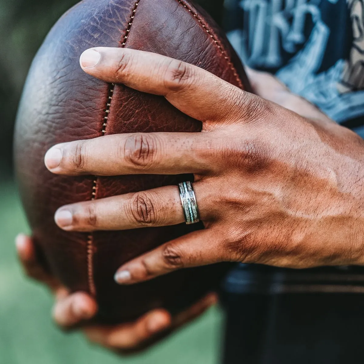The Huntsman | Men's Titanium Wedding Band with Elk Antler & Turquoise