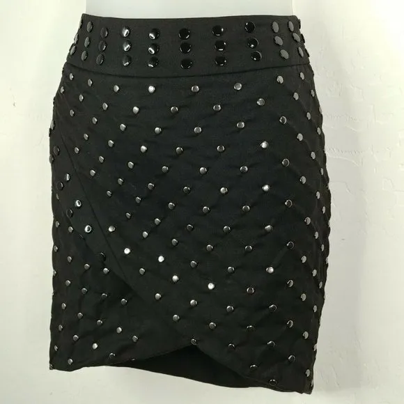 The Jetset Dairies Black Studded Mini Skirt Sz Small