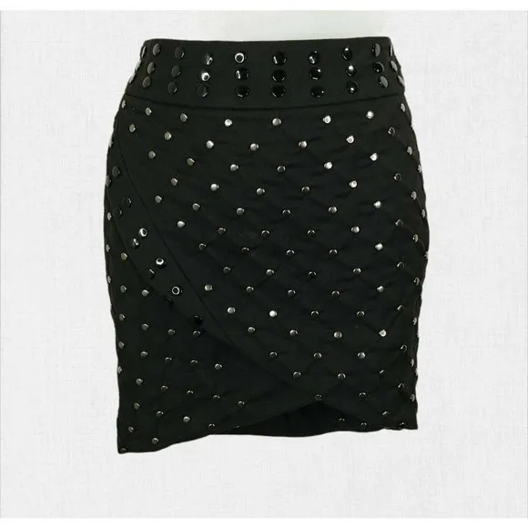 The Jetset Dairies Black Studded Mini Skirt Sz Small