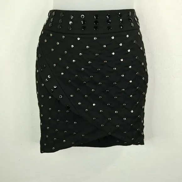The Jetset Dairies Black Studded Mini Skirt Sz Small
