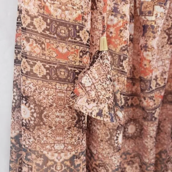 The Jetset Diaries Brown Gold Don’t Stop Me Now Halter Neck Chiffon Maxi Dress