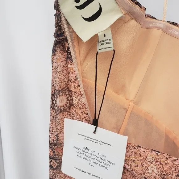 The Jetset Diaries Brown Gold Don’t Stop Me Now Halter Neck Chiffon Maxi Dress