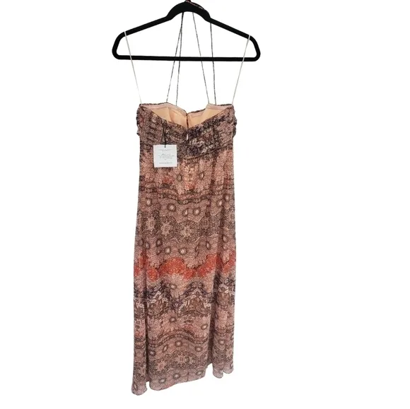 The Jetset Diaries Brown Gold Don’t Stop Me Now Halter Neck Chiffon Maxi Dress