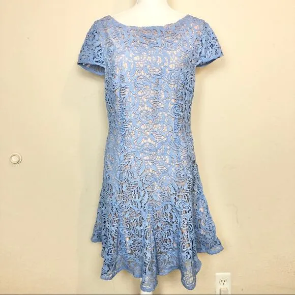 The Jetset Diaries Sambra Blue Lace Overlay Dress