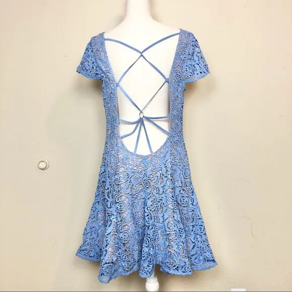 The Jetset Diaries Sambra Blue Lace Overlay Dress