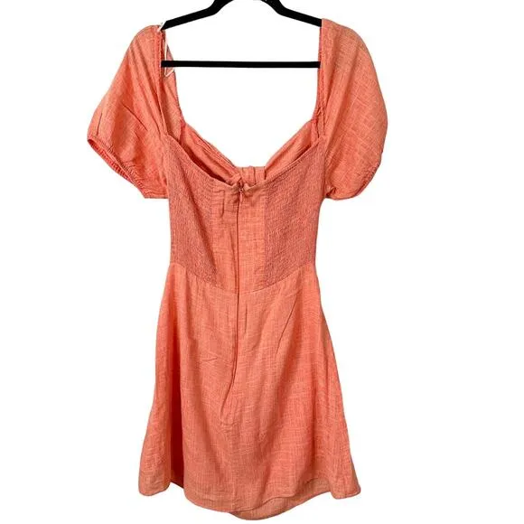 The Jetset Diaries TJD Heartbreaker Orange Linen Mini Dress, EUC, Medium