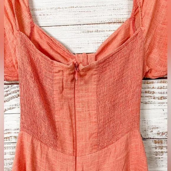 The Jetset Diaries TJD Heartbreaker Orange Linen Mini Dress, EUC, Medium