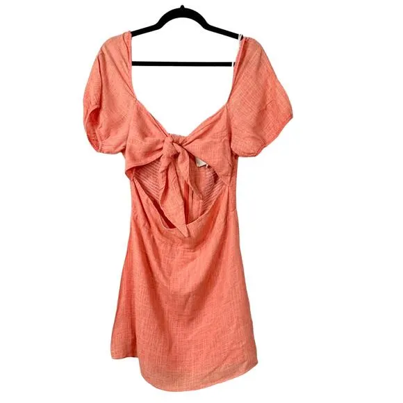 The Jetset Diaries TJD Heartbreaker Orange Linen Mini Dress, EUC, Medium