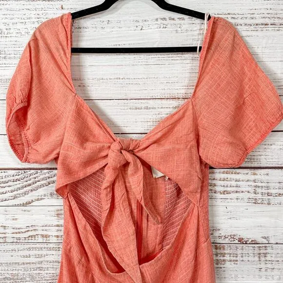 The Jetset Diaries TJD Heartbreaker Orange Linen Mini Dress, EUC, Medium