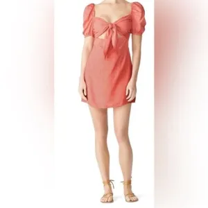 The Jetset Diaries TJD Heartbreaker Orange Linen Mini Dress, EUC, Medium