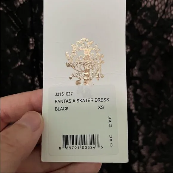 The Jetset Diaries X Free People Fantasia Skater Dress Black Nude Lace XS