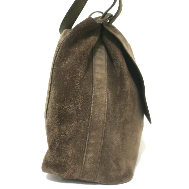 The Row Top Handle 14 Shoulder Bag Dark Olive Suede