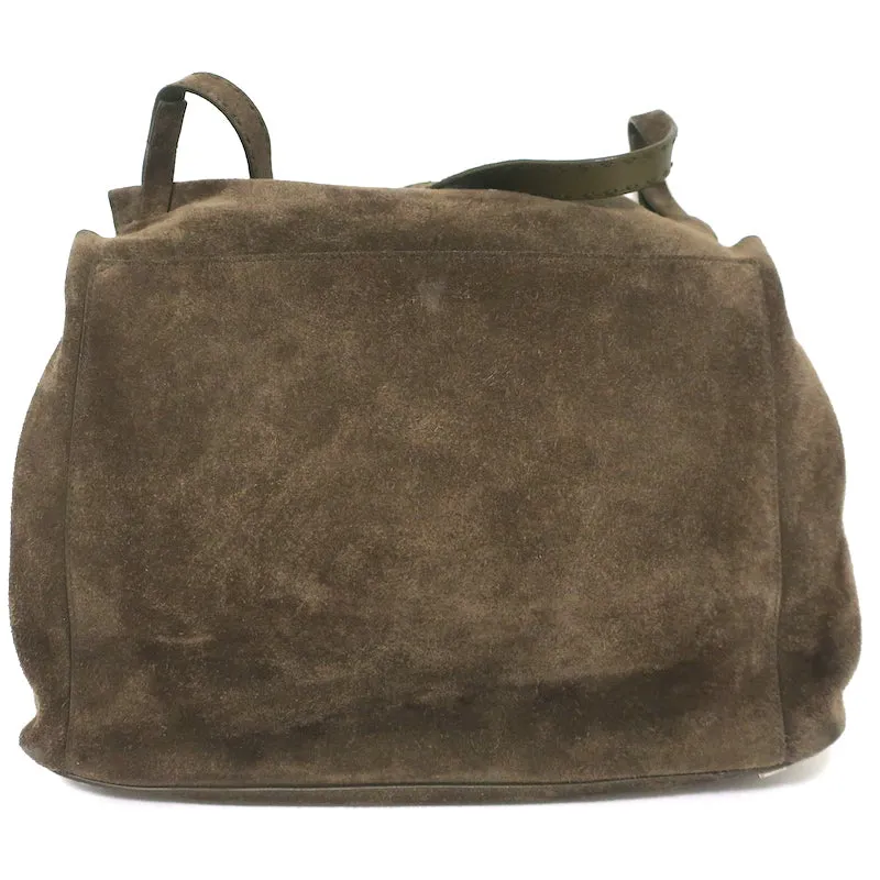 The Row Top Handle 14 Shoulder Bag Dark Olive Suede