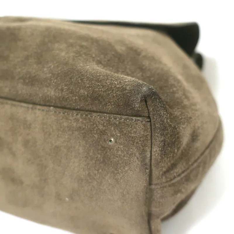 The Row Top Handle 14 Shoulder Bag Dark Olive Suede
