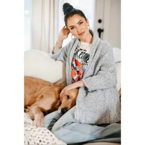 The Skinny x DEW by Kaitlyn Bristowe The Erinn Boyfriend Cardigan - GUNMETAL