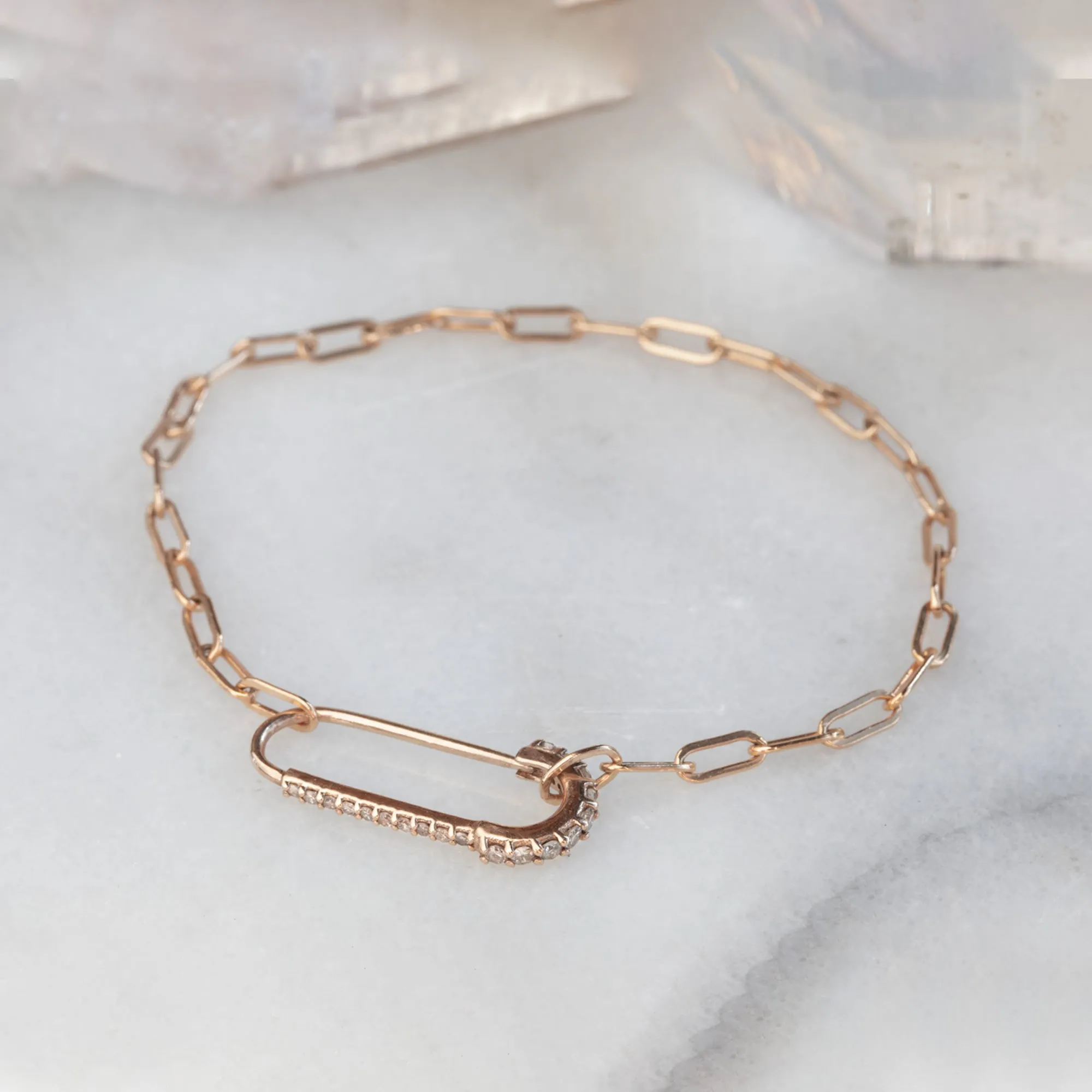 The White Diamond Pavé Pin Bracelet | 14k Rose Gold