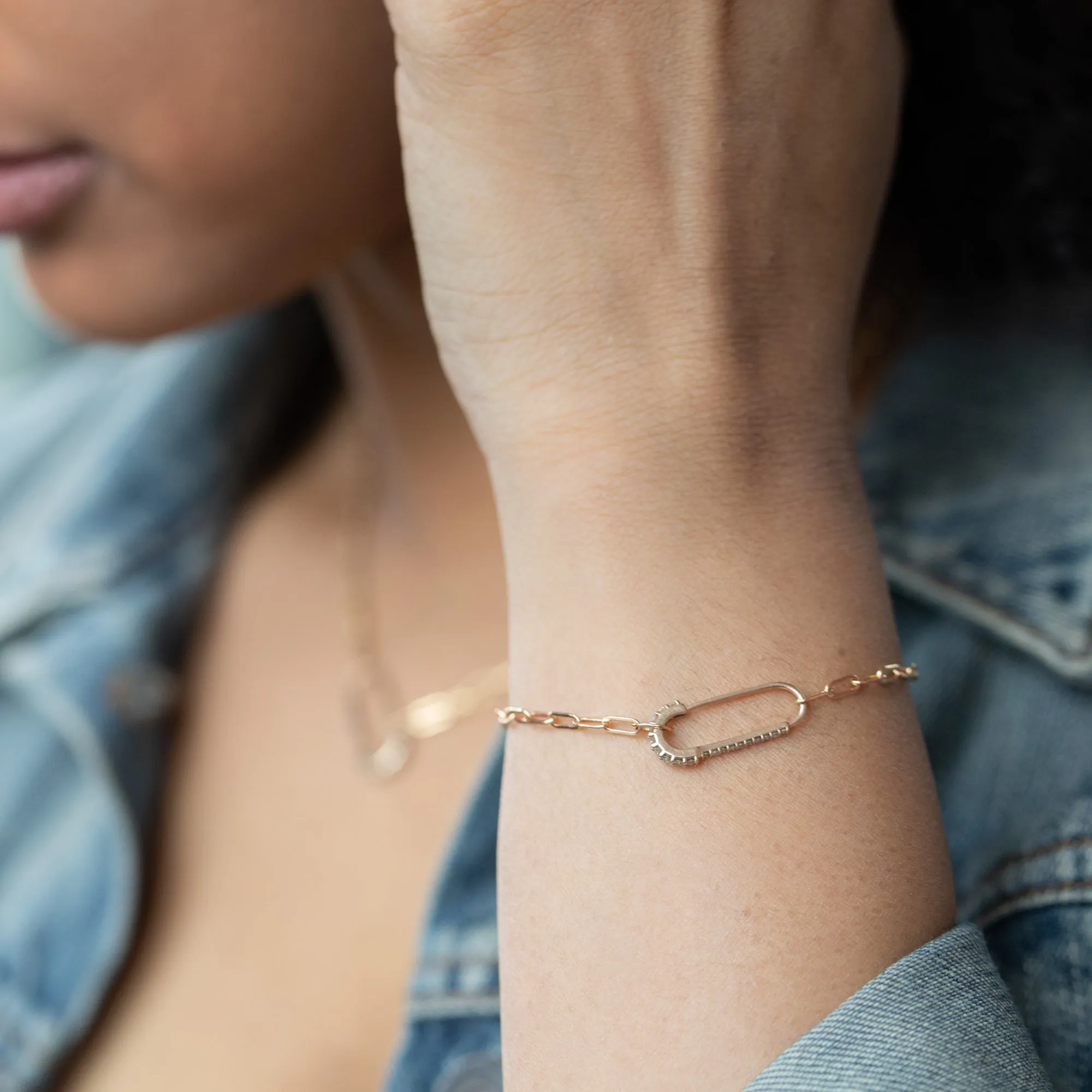 The White Diamond Pavé Pin Bracelet | 14k Rose Gold