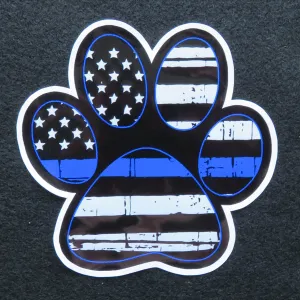 Thin Blue Line Paw Print Vinyl Decal