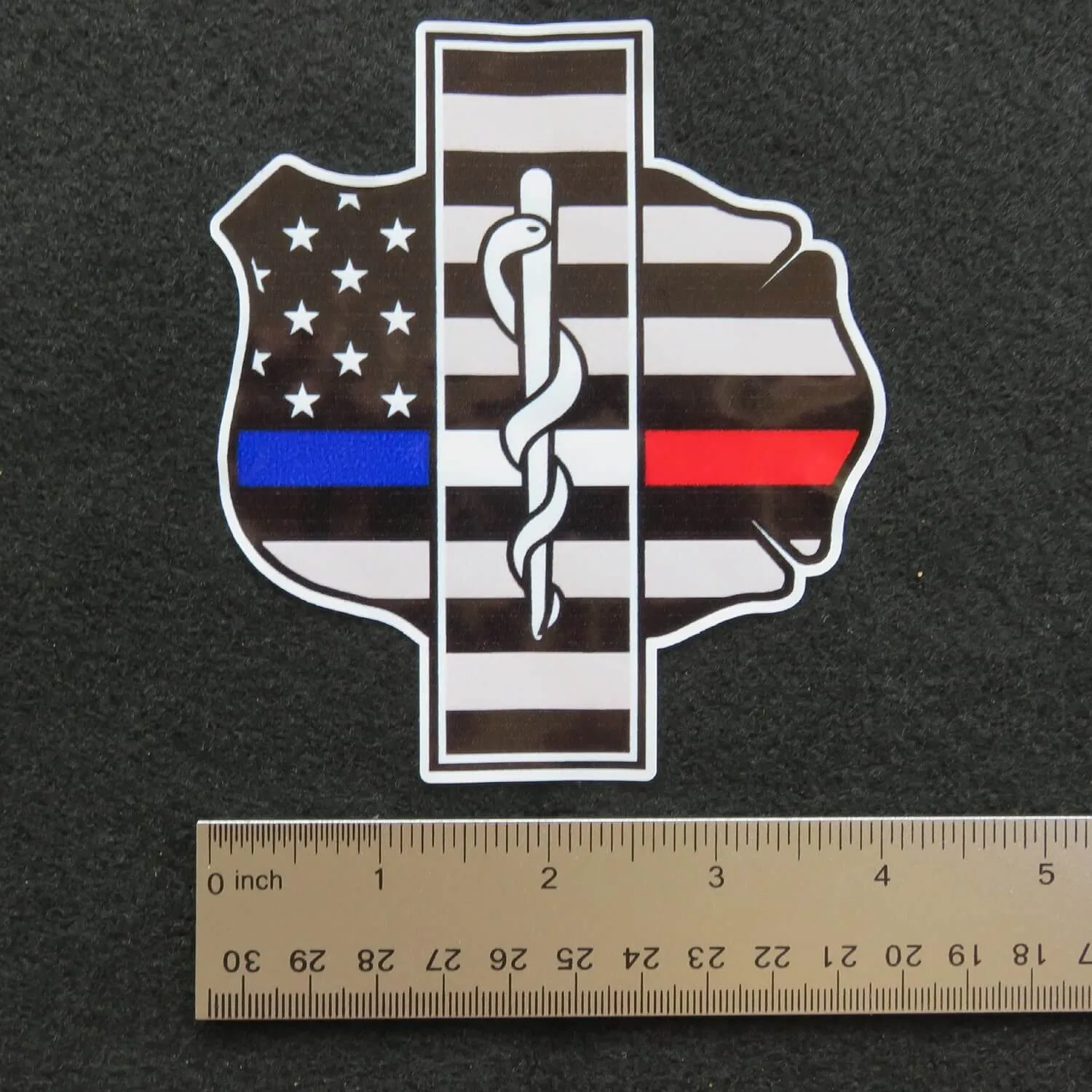 Thin Blue White Red Line Police EMT Fire Mashup Vinyl Decal