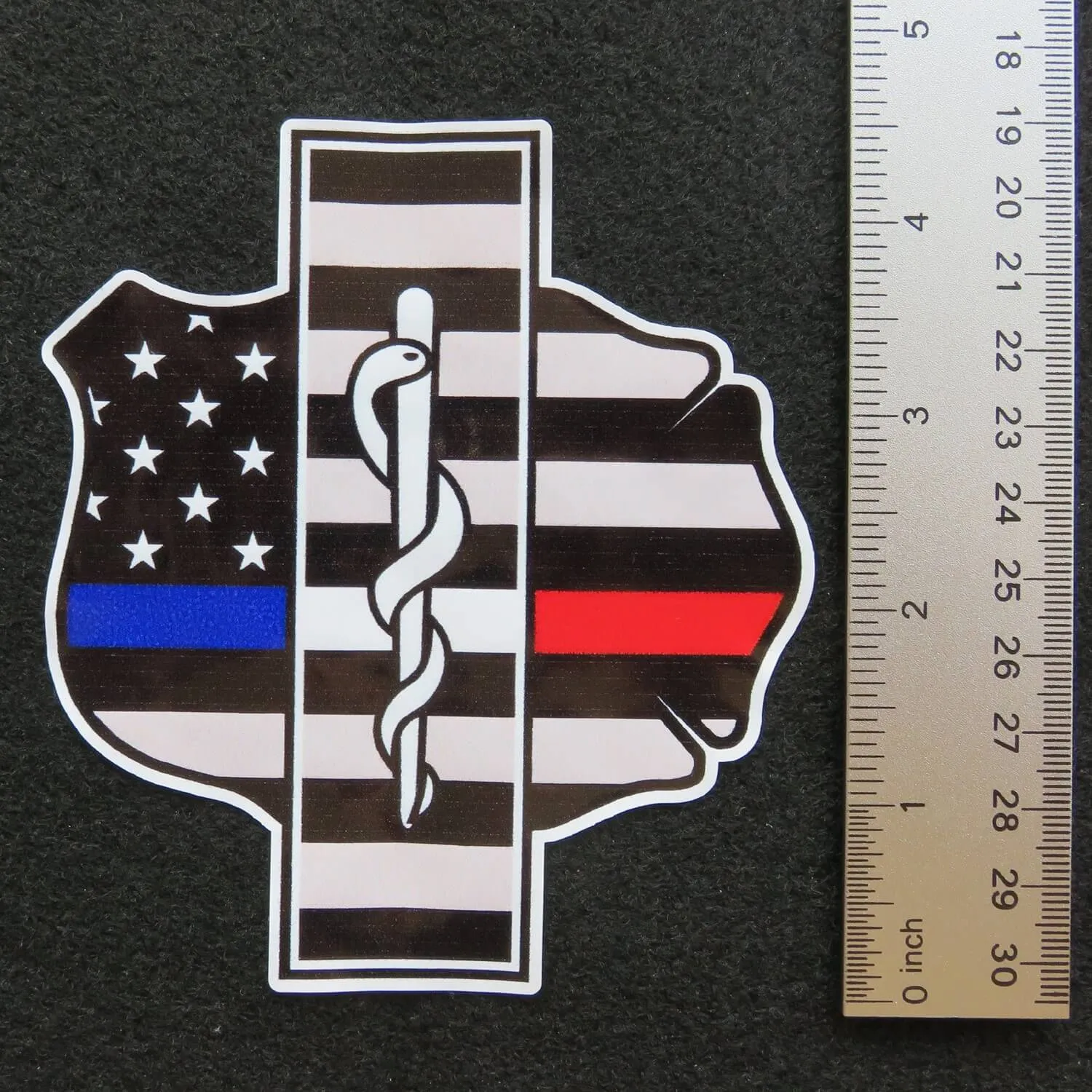 Thin Blue White Red Line Police EMT Fire Mashup Vinyl Decal