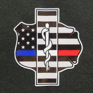 Thin Blue White Red Line Police EMT Fire Mashup Vinyl Decal