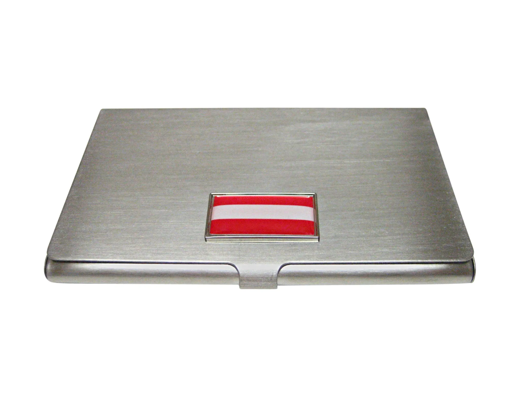 Thin Bordered Austria Flag Pendant Business Card Holder