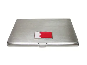 Thin Bordered Bahrain Flag Pendant Business Card Holder