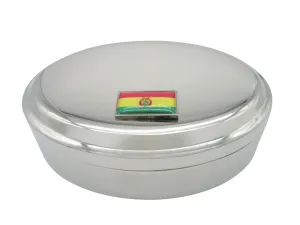 Thin Bordered Bolivia Flag Pendant Oval Trinket Jewelry Box