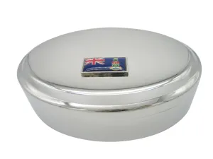 Thin Bordered Cayman Islands Flag Pendant Oval Trinket Jewelry Box