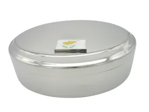 Thin Bordered Cyprus Flag Pendant Oval Trinket Jewelry Box