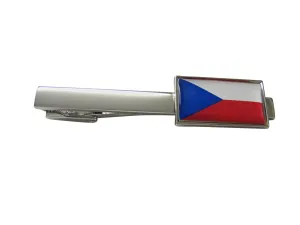 Thin Bordered Czech Republic Czechia Flag Pendant Square Tie Clip