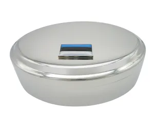 Thin Bordered Estonia Flag Pendant Oval Trinket Jewelry Box
