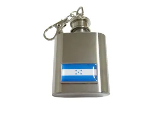 Thin Bordered Honduras Flag 1 Oz. Stainless Steel Key Chain Flask