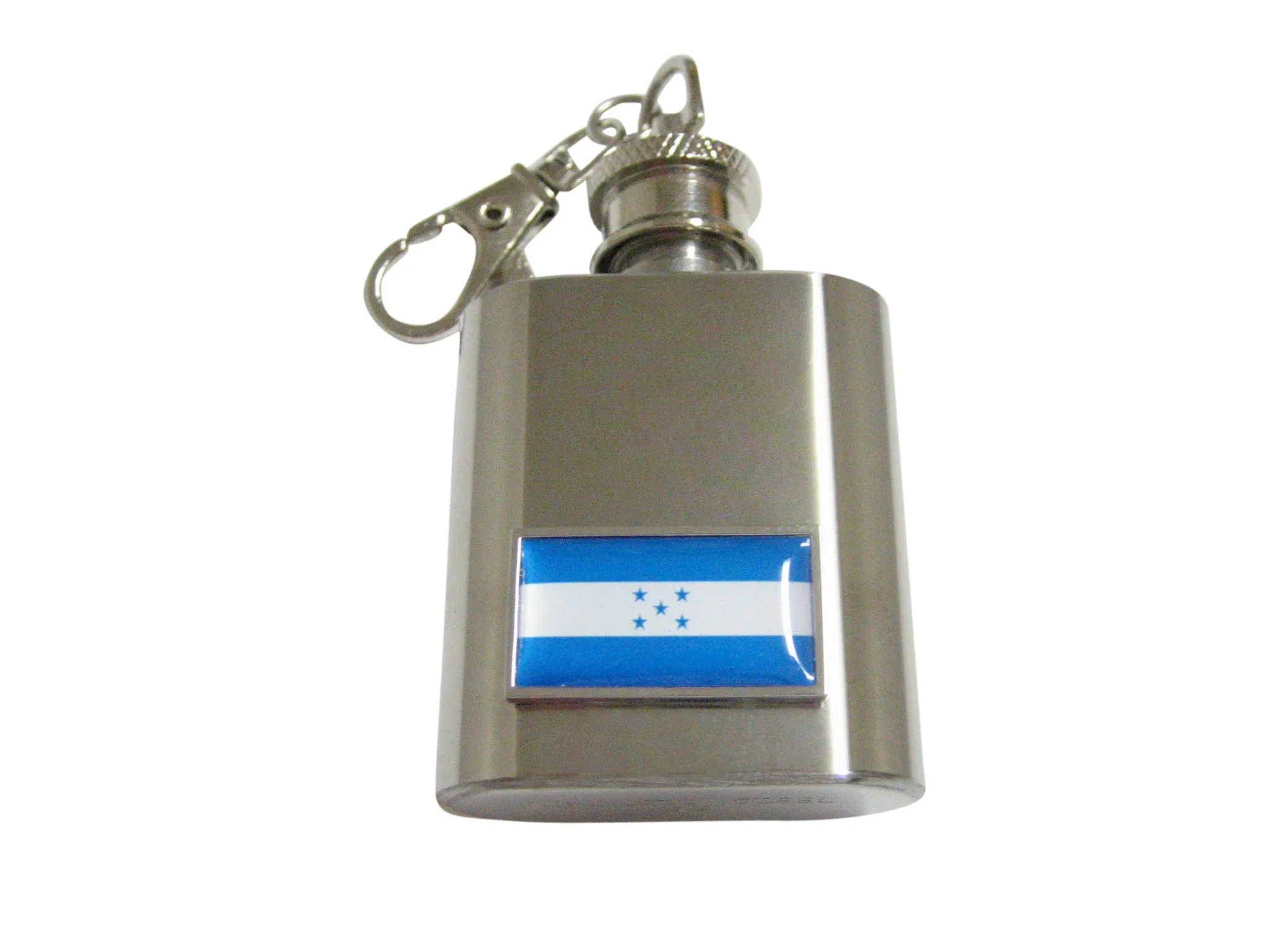 Thin Bordered Honduras Flag 1 Oz. Stainless Steel Key Chain Flask