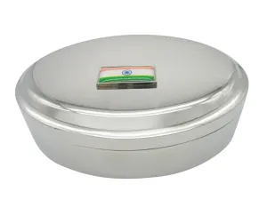 Thin Bordered India Flag Pendant Oval Trinket Jewelry Box