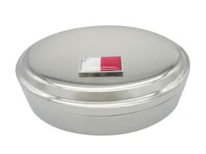 Thin Bordered Malta Flag Pendant Oval Trinket Jewelry Box