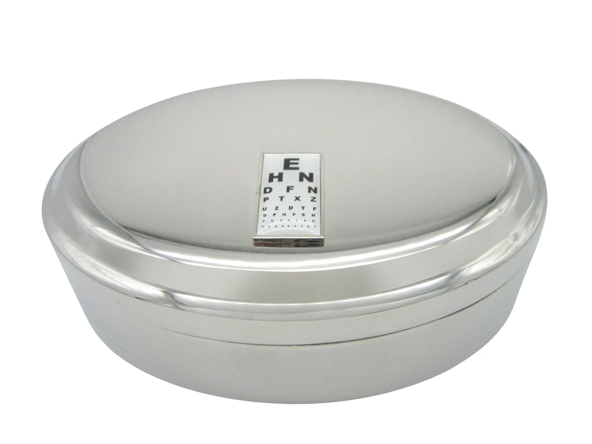 Thin Bordered Optometrist Design Pendant Oval Trinket Jewelry Box